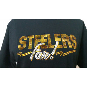 Womans Pittsburgh Steelers T-shirt Sparkle Shirt Black Rhinestones Sz M